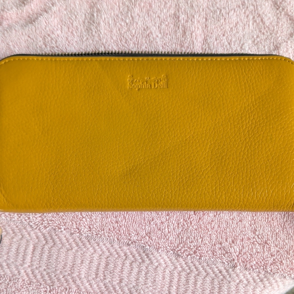 Mustard Yellow Zip-Around Leather Wallet